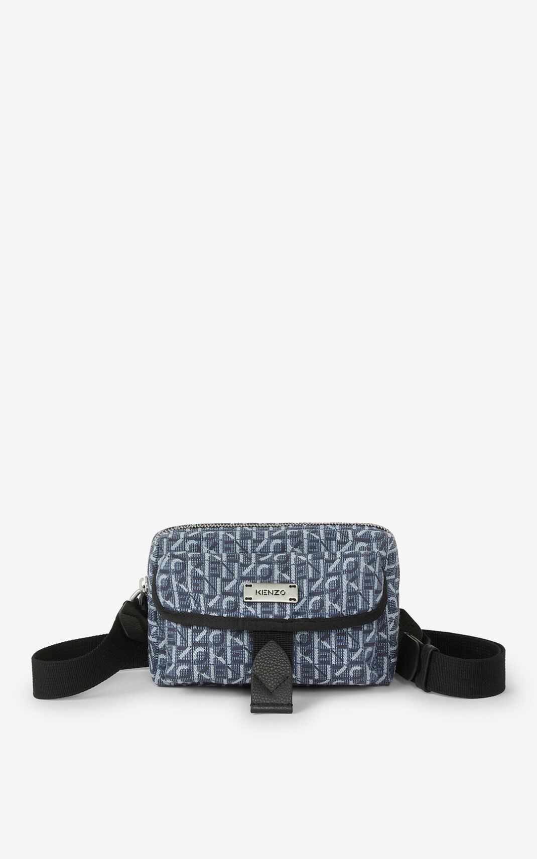 Kenzo Courier jacquard mini Shoulder Bag Navy Blue For Mens 0573TPYUW